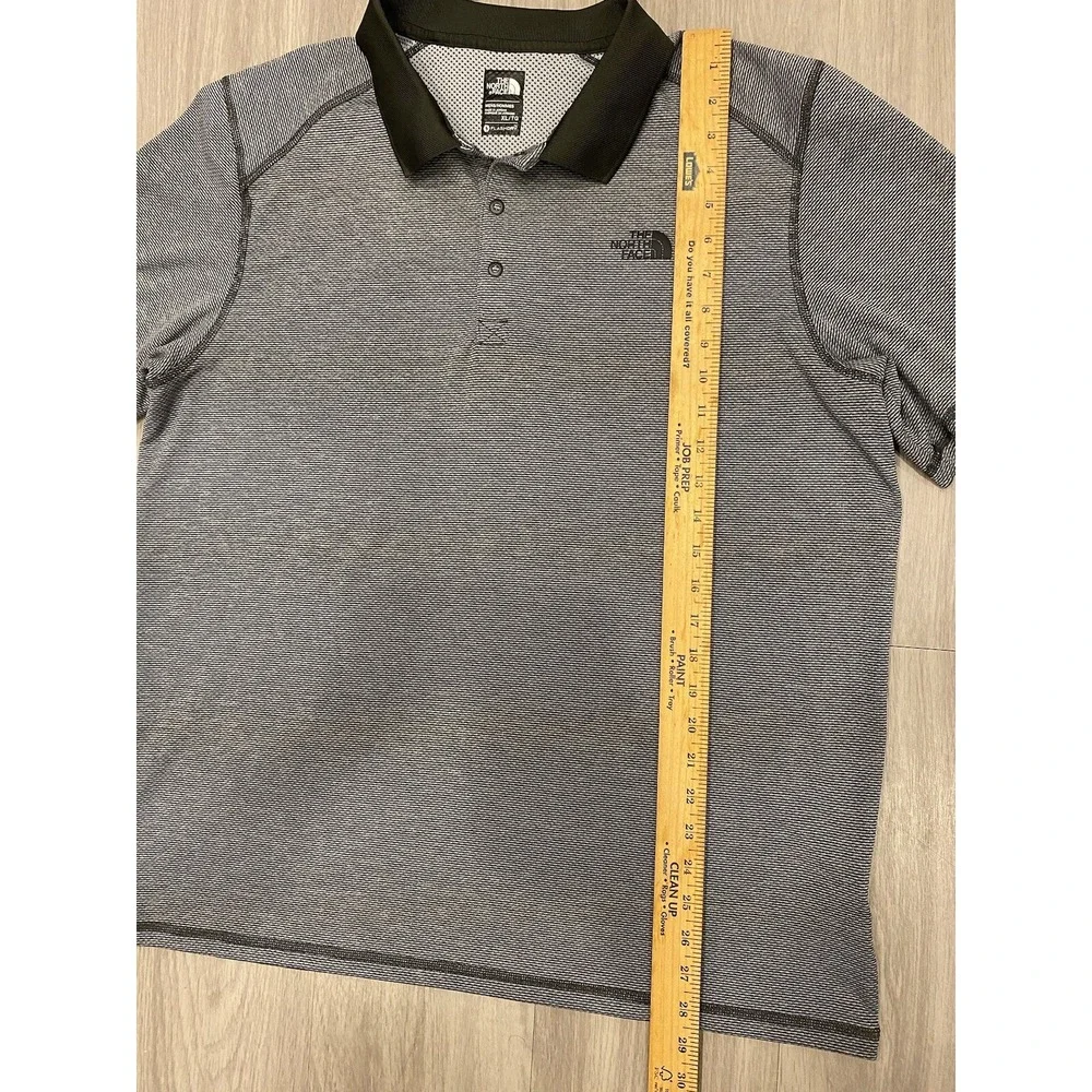 The North Face Flashdry Knit Polo Shirt Collar Gray Outdoor Hiking Mens‎ Size XL